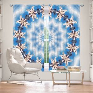 Decorative Window Treatments | Pam Amos - Kaleidoscope Blue | Pattern mandala circular geometry