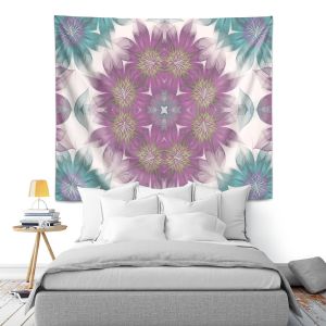 Artistic Wall Tapestry | Pam Amos - Kaleidoscope Flowers | Mandala shapes geometric