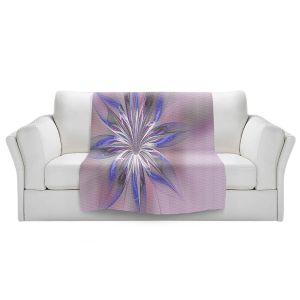 Artistic Sherpa Pile Blankets | Pam Amos - Lacey Flower Royal Blue | digital flower abstract