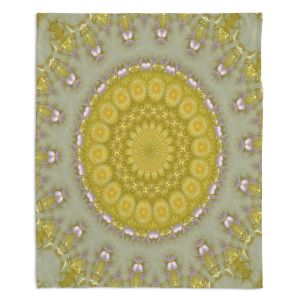Decorative Fleece Throw Blankets | Pam Amos - Opal | Pattern mandala circular geometry