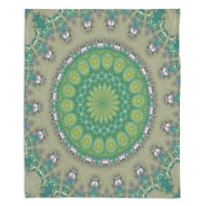 Decorative Fleece Throw Blankets | Pam Amos - Opal Slice | Pattern mandala circular geometry