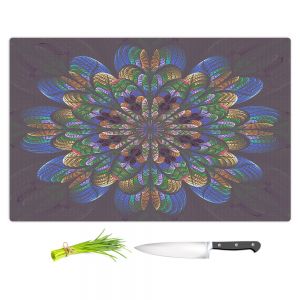 Artistic Kitchen Bar Cutting Boards | Pam Amos - Quilted Flower Eggplant | mandala circle pattern