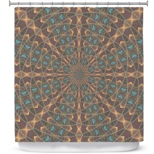 Premium Shower Curtains | Pam Amos - Quilted | Abtract circular geometric mandala pattern