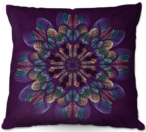 Throw Pillows Decorative Artistic | Pam Amos - Quilted Flower | Circular nature floral mandala geometric pattern