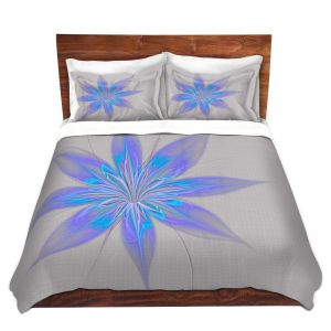 Artistic Duvet Covers and Shams Bedding | Pam Amos - Silk Flower Light Blue | nature floral
