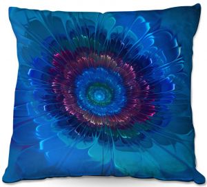 Throw Pillows Decorative Artistic | Pam Amos - Silken Blues | Flower Floral abstract close up circular