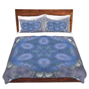 Artistic Duvet Covers and Shams Bedding | Pam Amos - Star Struck 2 Blues | Circular mandala shapes geometric