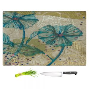 Artistic Kitchen Bar Cutting Boards | Paper Mosaic Studio - Clear Blue Flowers