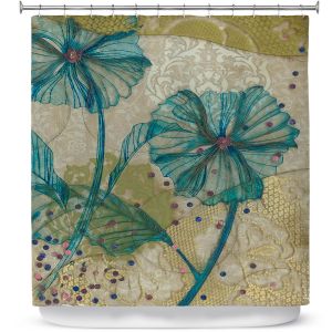 Premium Shower Curtains | Paper Mosaic Studio - Clear Blue Flowers