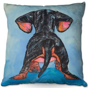 Decorative Outdoor Patio Pillow Cushion | Patti Schermerhorn - Hindsight Dachshund | Animals Dogs