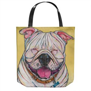 Unique Shoulder Bag Tote Bags | Patti Schermerhorn - Laughing Bulldog | Animals Dogs