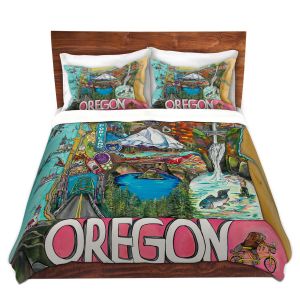 Artistic Duvet Covers and Shams Bedding | Patti Schermerhorn - Oregon Fun | city map town state tourist