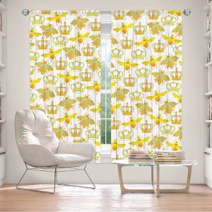 Decorative Window Treatments | Pom Graphic Design - Queen Honey Bees Green | insects bug pattern nature