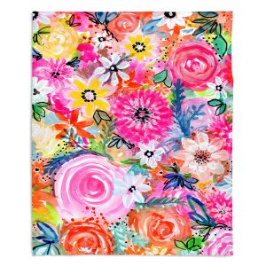 Decorative Fleece Throw Blankets | Robin Mead - Blissful | flower pattern simple abstract