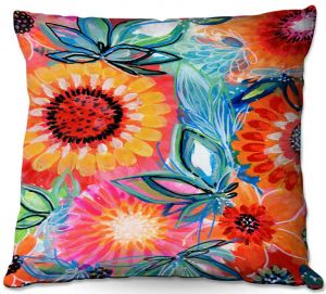 Decorative Outdoor Patio Pillow Cushion | Robin Mead - Bodacious | floral flower pattern