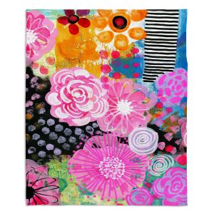 Decorative Fleece Throw Blankets | Robin Mead - Bounty 1 | Floral Pattern Flowers Nature