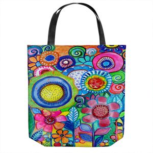Unique Shoulder Bag Tote Bags | Robin Mead - Garden of Colors | Floral Flower Colorful