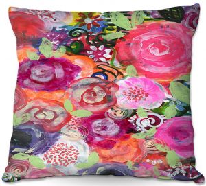 Decorative Outdoor Patio Pillow Cushion | Robin Mead - June | Floral Pattern Flowers Nature