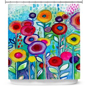 Premium Shower Curtains | Robin Mead - Rendevous | Floral Flower Colorful