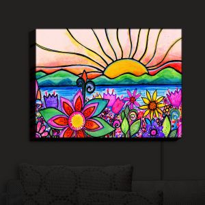 Nightlight Sconce Canvas Light | Robin Mead - Sea Side | Sunset Sunrise Mountains flowers