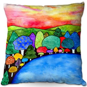 Decorative Outdoor Patio Pillow Cushion | Robin Mead - Vacation | Landscape Forest Mountains