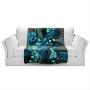 Artistic Sherpa Pile Blankets | Ruth Palmer - Indigo Floral | Flowers Nature