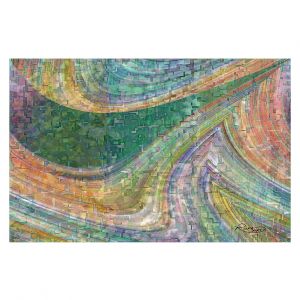 Decorative Floor Covering Mats | Ruth Palmer - Muted Cloudy Tiles Pattern | Waves abstract pattern mosaic