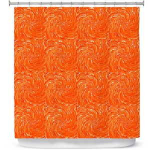 Premium Shower Curtains | Ruth Palmer - Swirling Orange Squares | Circles shapes repetition pattern