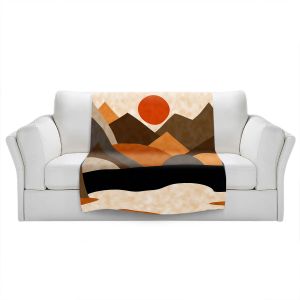 Artistic Sherpa Pile Blankets | Ruth Palmer - Tangerine Sun | Landscape Mountains Sun