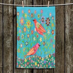 Unique Hanging Tea Towels | Sascalia - Bohemian Birds | Birds Flowers