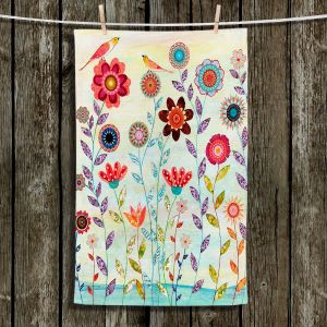 Unique Hanging Tea Towels | Sascalia - Morning | Flowers Birds