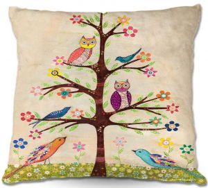 Throw Pillows Decorative Artistic | Sascalia Owl Bird Tree II