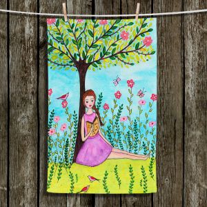 Unique Hanging Tea Towels | Sascalia - Summer Afternoon | Trees Flowers Girls
