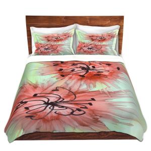 Artistic Duvet Covers and Shams Bedding | Shay Livenspargar - Coral Florals | Nature Abstract Flowers