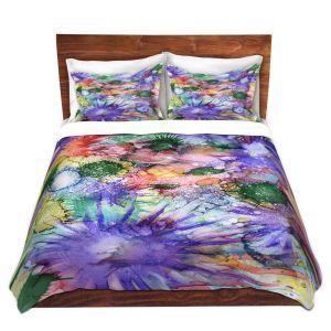 Artistic Duvet Covers and Shams Bedding | Shay Livenspargar - Dashing Decade | Abstract Flowers Nature