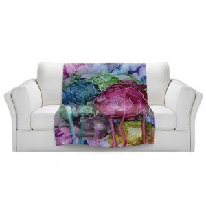 Artistic Sherpa Pile Blankets | Shay Livenspargar - Flower Drip | Floral Abstract flowers