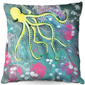 Decorative Outdoor Patio Pillow Cushion | Shay Livenspargar - Magical | Octopus Colorful painting