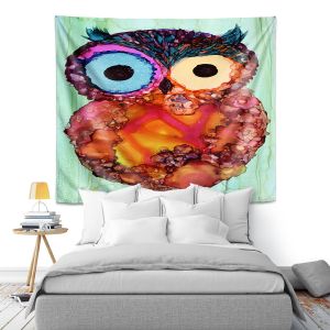 Artistic Wall Tapestry | Shay Livenspargar - Owlie | Wild Animal Owl abstract