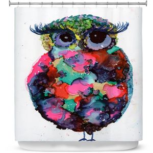 Premium Shower Curtains | Shay Livenspargar - Ruby Owl | Animals Birds Owls Nature