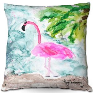 Decorative Outdoor Patio Pillow Cushion | Shay Livenspargar - Tropical Flamingo | Wild Animal Bird
