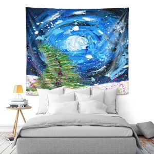 Artistic Wall Tapestry | Shay Livenspargar - Winter Wonderland | Christmas Tree Moonlight Colorful
