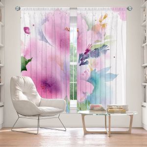 Decorative Window Treatments | Sheila Golden - Blue Flowers Magenta | Flowers Nature