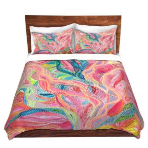 Artistic Duvet Covers and Shams Bedding | Sonia Begley - Coral Sunrise | Colorful Abstract