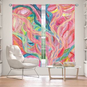 Decorative Window Treatments | Sonia Begley - Coral Sunrise | Colorful Abstract