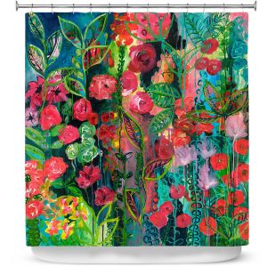 Premium Shower Curtains | Sonia Begley - Tropical Night Bloom 2 | Abstract Floral Flowers