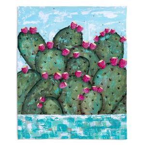 Decorative Fleece Throw Blankets | Sue Allemand - A Prickly Nature | Cactus Blooming