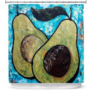 Premium Shower Curtains | Sue Allemand - Sustenance | Avocado fruit still life