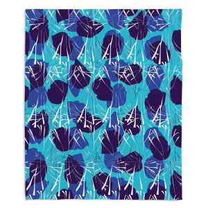 Decorative Fleece Throw Blankets | Sue Brown - Hibiscus Blue