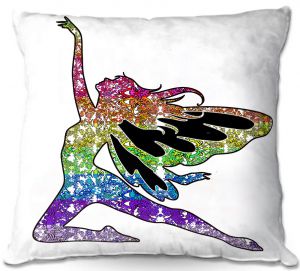 Throw Pillows Decorative Artistic | Susie Kunzelman - Fairy Come Fly Rainbow White