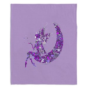 Decorative Fleece Throw Blankets | Susie Kunzelman - Fairy Moon I Purple